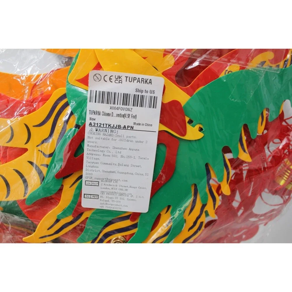 4.92 Feet 3D Chinese New Year Dragon Decorations Hanging Plastic Dragons Garland